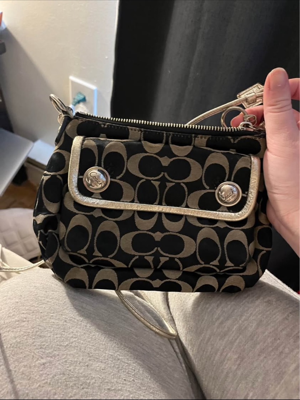 COACH Poppy Signature Pleated Crossbody Bag